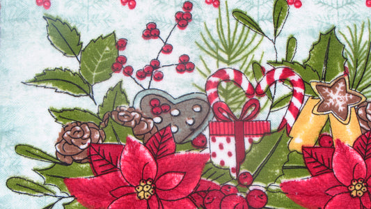 Ściereczka Kuchenna Świąteczna – Zimowe Bukiety w Słoikach i Pierniczki