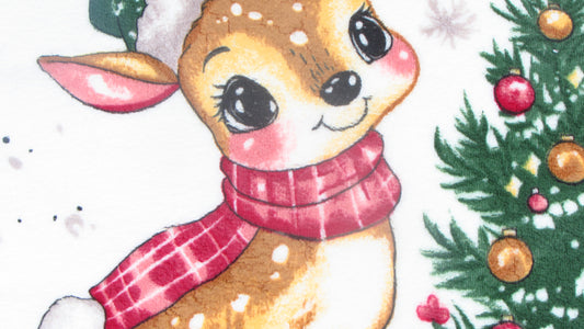 Ściereczka Kuchenna Świąteczna – Uroczy Jelonek i Choinka