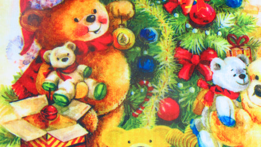 Ściereczka Kuchenna Świąteczna – Rodzina Misiów Ubiera Choinkę