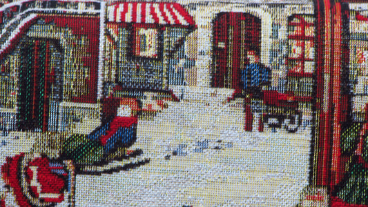 Obrus Gobelinowy Świąteczny – Mikołaj na Rynku, Złota Nitka