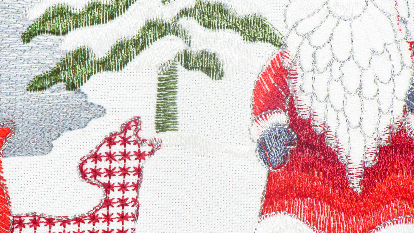 Świąteczny Bieżnik Haftowany – Mikołaj, Renifery i Choinki (3 Kolory)