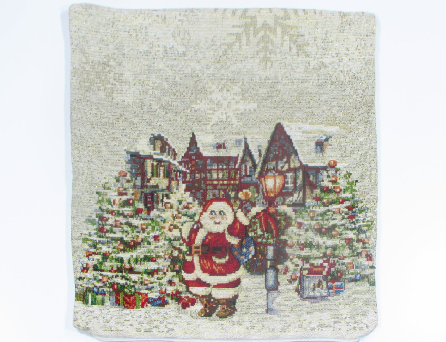 Poszewka Gobelinowa Świąteczna – Święty Mikołaj w Zimowym Miasteczku