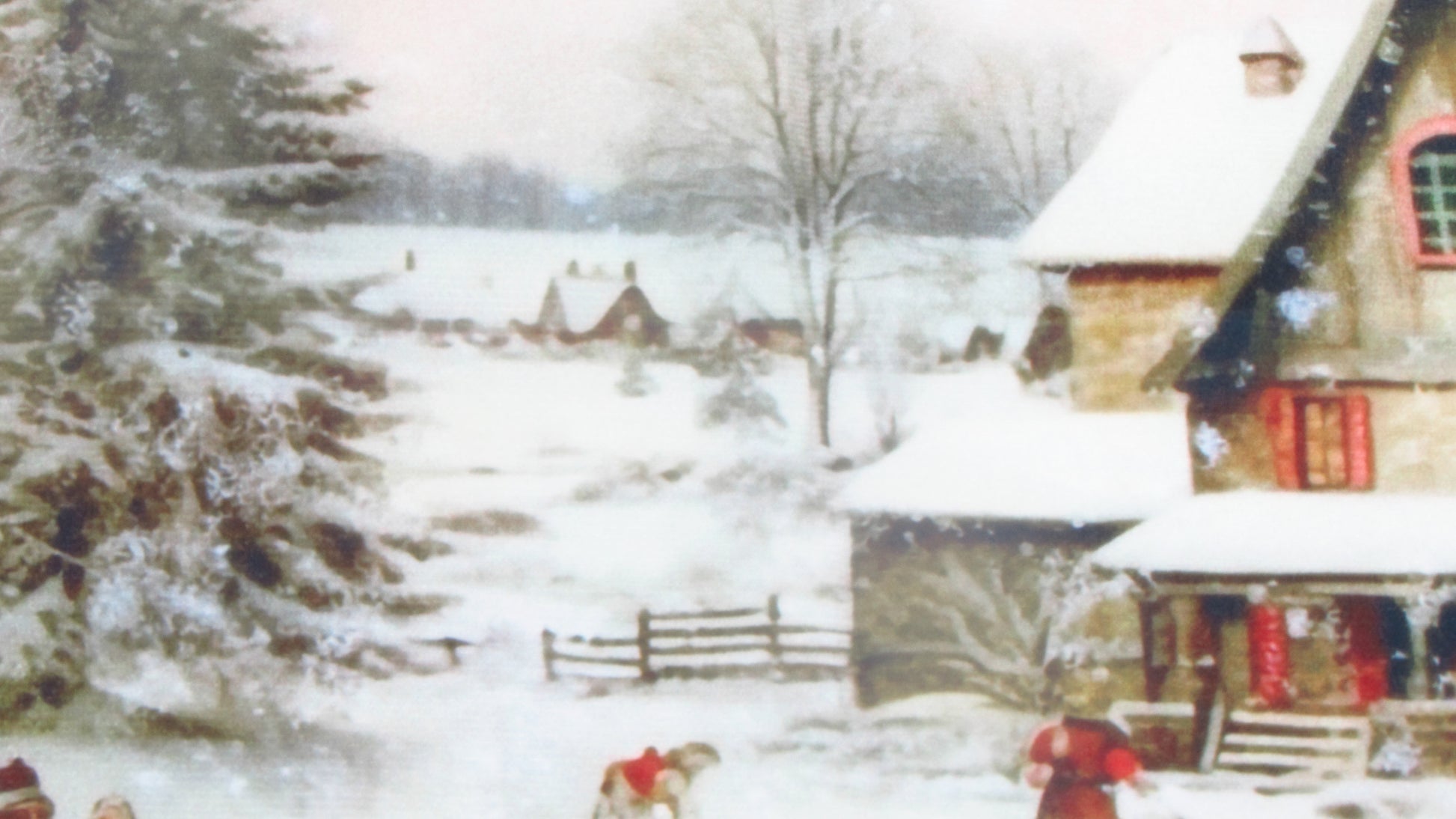 Poszewka Świąteczna Vintage – Zimowy Dworek i Jeźdźcy na Koniach