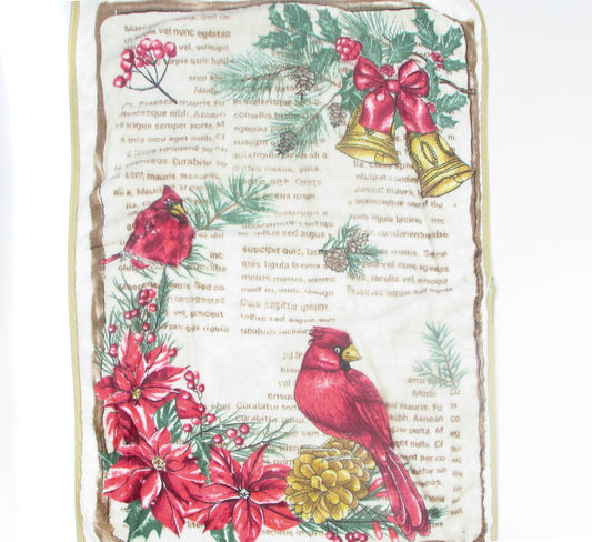 Świąteczna Ścierka Kuchenna – Kardynały, Dzwonki i Poinsecja