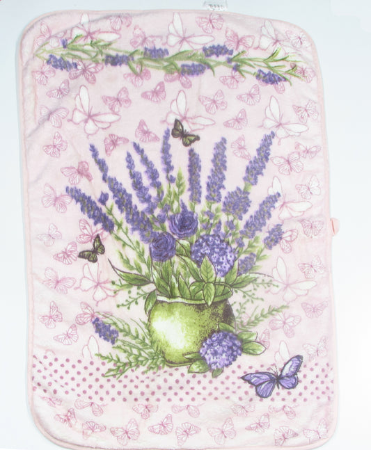 Różowa Ścierka Kuchenna – Lawenda w Doniczce i Motyle