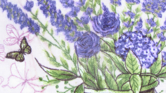 Różowa Ścierka Kuchenna – Lawenda w Doniczce i Motyle