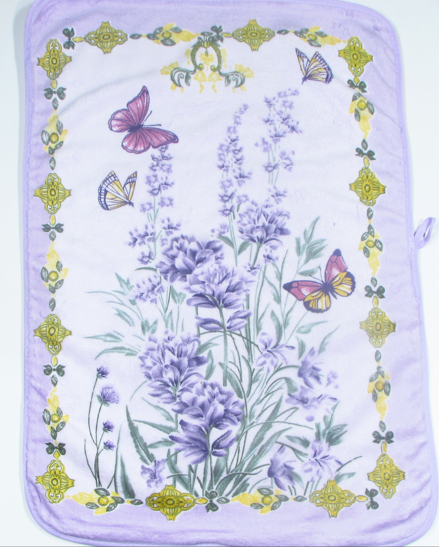 Fioletowa Ścierka Kuchenna – Lawenda i Motyle w Ozdobnej Ramce