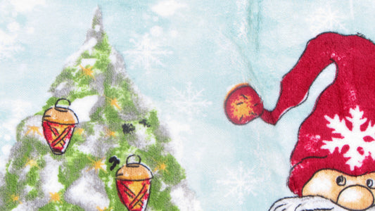 Świąteczna Ścierka Kuchenna – Skrzat z Cukierkiem i Choinka