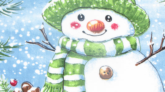 Ściereczka Kuchenna Świąteczna – Uśmiechnięty Bałwanek w Zielonej Czapce