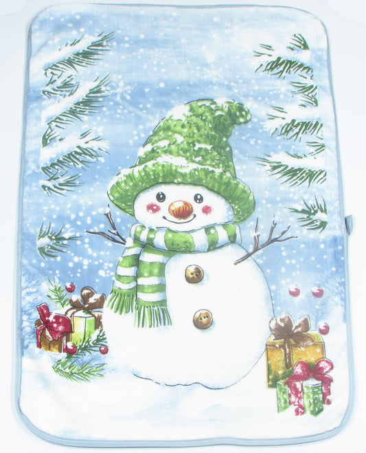 Ściereczka Kuchenna Świąteczna – Uśmiechnięty Bałwanek w Zielonej Czapce