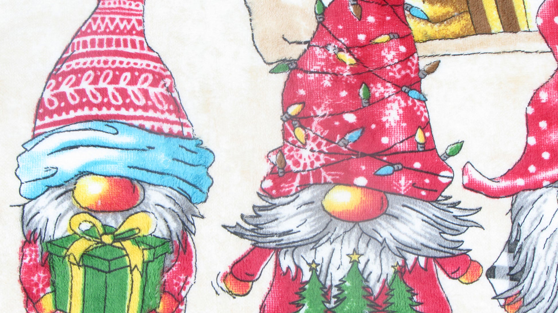 Ściereczka Kuchenna Świąteczna – Trzy Skrzaty Retro na Beżowym Tle