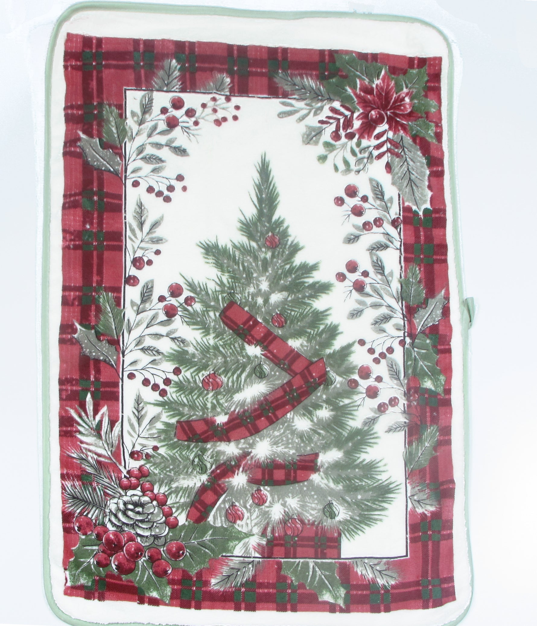 Ściereczka Kuchenna Świąteczna – Klasyczna Choinka i Czerwona Krata