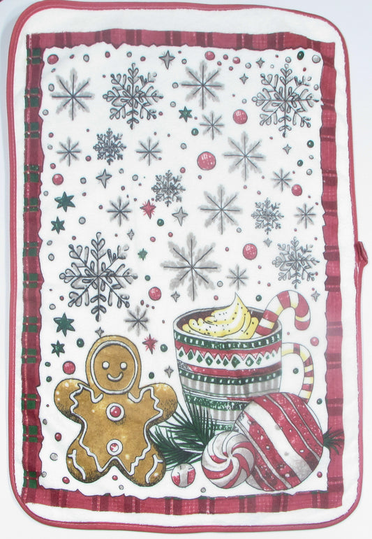 Ściereczka Kuchenna Świąteczna – Piernikowy Ludzik i Gorąca Czekolada