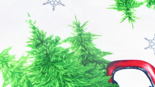 Ściereczka Kuchenna Świąteczna – Czerwony Pick-up z Choinką Retro