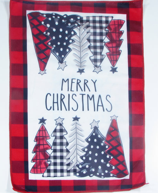 Ściereczka Kuchenna Świąteczna – Nowoczesne Choinki w Kratę i Kropki