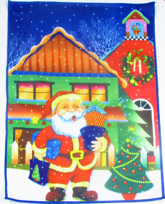 Ściereczka Kuchenna Świąteczna – Radosny Mikołaj i Zimowe Miasteczko