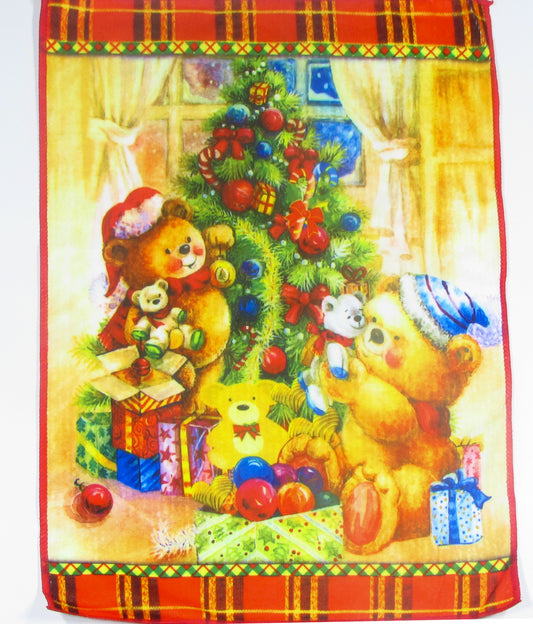 Ściereczka Kuchenna Świąteczna – Rodzina Misiów Ubiera Choinkę
