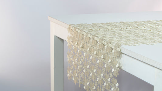 Bieżnik Gipiurowy Kremowy – Gęsty Motyw Kwiatowy Stokrotki