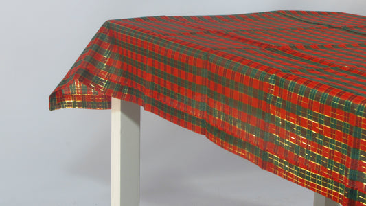 Świąteczny Obrus w Kratę – Czerwień, Zieleń i Złoto