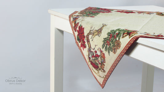 Bieżnik Gobelinowy Świąteczny – Mikołaj i Poinsecja