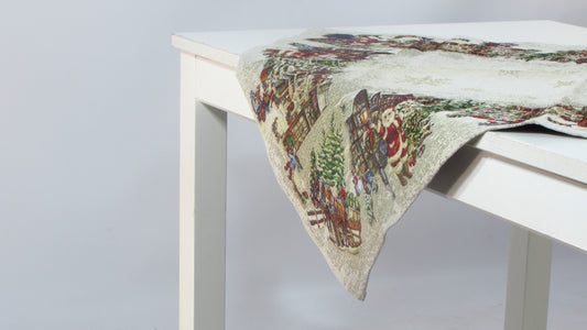 Bieżnik Gobelinowy Świąteczny – Mikołaj i Zimowa Wioska