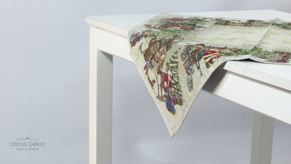 Bieżnik Gobelinowy Świąteczny – Mikołaj i Zimowa Wioska