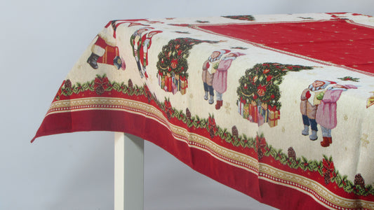 Obrus Gobelinowy Świąteczny – Kolędnicy i Choinka