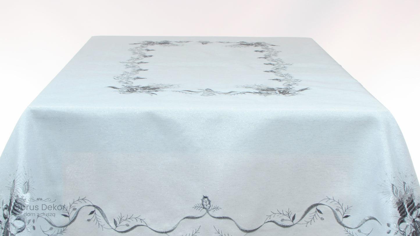 Świąteczny Obrus Haftowany – Dzwonki, Czerwień lub Srebro