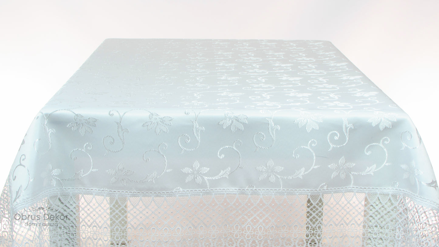 Obrus Biały Ekskluzywny – Satynowy Połysk i Szeroka Koronka