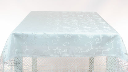 Obrus Biały Ekskluzywny – Satynowy Połysk i Szeroka Koronka