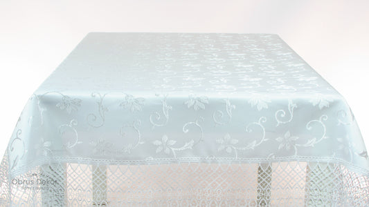Obrus Biały Ekskluzywny – Satynowy Połysk i Szeroka Koronka
