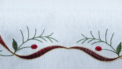 Świąteczny Obrus Haftowany – Dzwonki, Czerwień lub Srebro