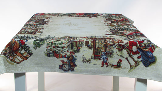 Obrus Gobelinowy Świąteczny – Mikołaj na Rynku, Złota Nitka