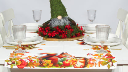 Jesienny Bieżnik na Stół – Wiewiórka, Jeż i Kolorowe Liście