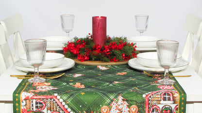 Zielony Bieżnik Świąteczny – Piernikowa Kraina i Złota Nitka