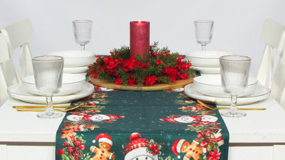 Zielony Bieżnik Świąteczny – Wesoły Bałwan i Pierniki