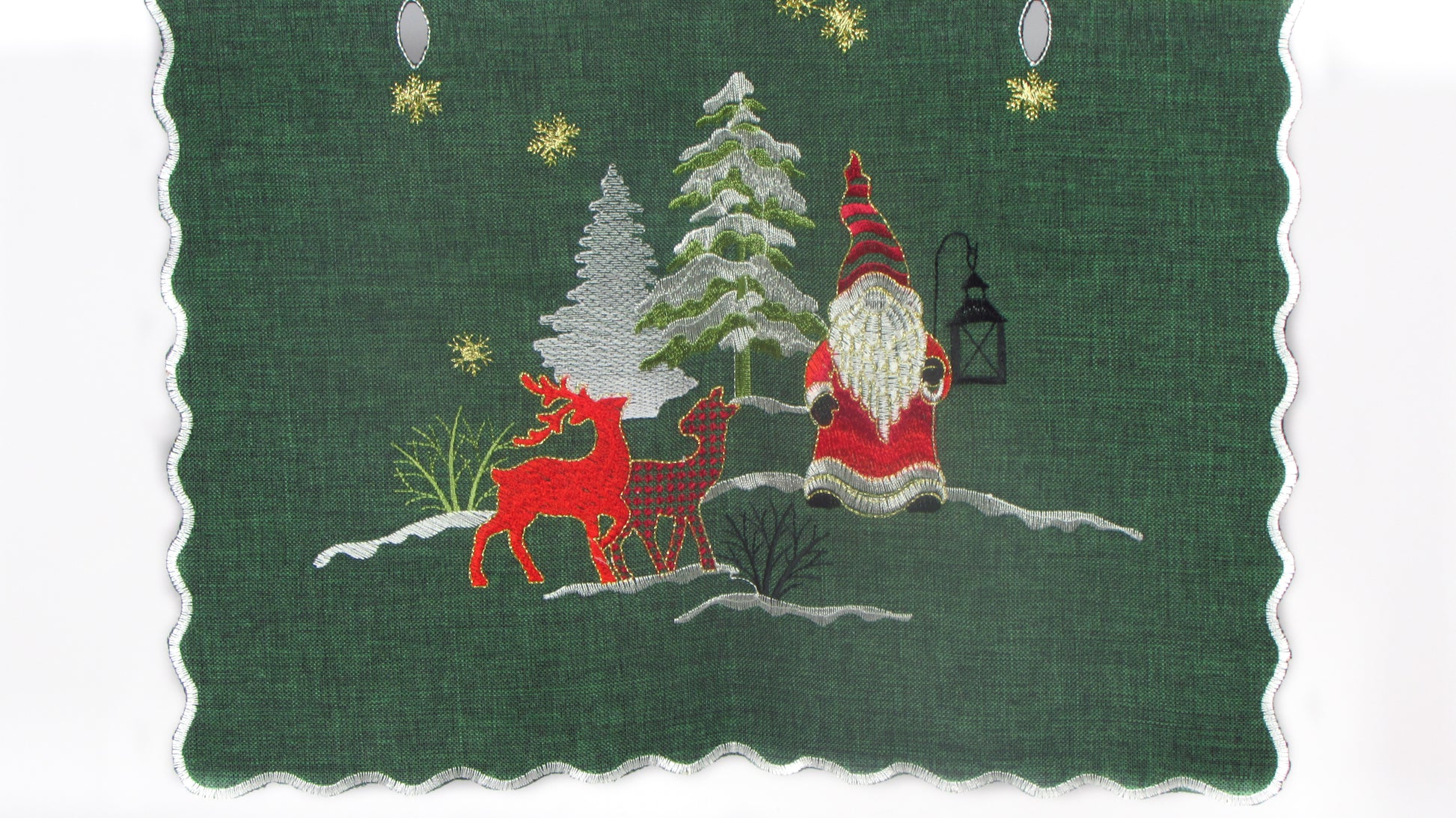 Świąteczny Bieżnik Haftowany – Mikołaj, Renifery i Choinki (3 Kolory)
