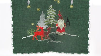 Świąteczny Bieżnik Haftowany – Mikołaj, Renifery i Choinki (3 Kolory)