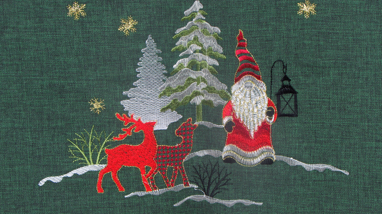 Świąteczny Bieżnik Haftowany – Mikołaj, Renifery i Choinki (3 Kolory)