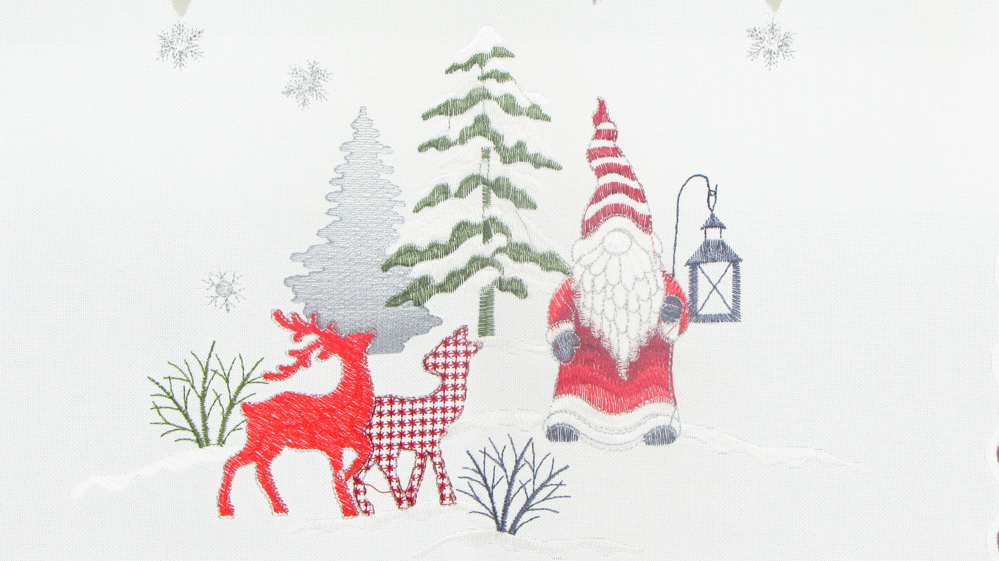 Świąteczny Bieżnik Haftowany – Mikołaj, Renifery i Choinki (3 Kolory)