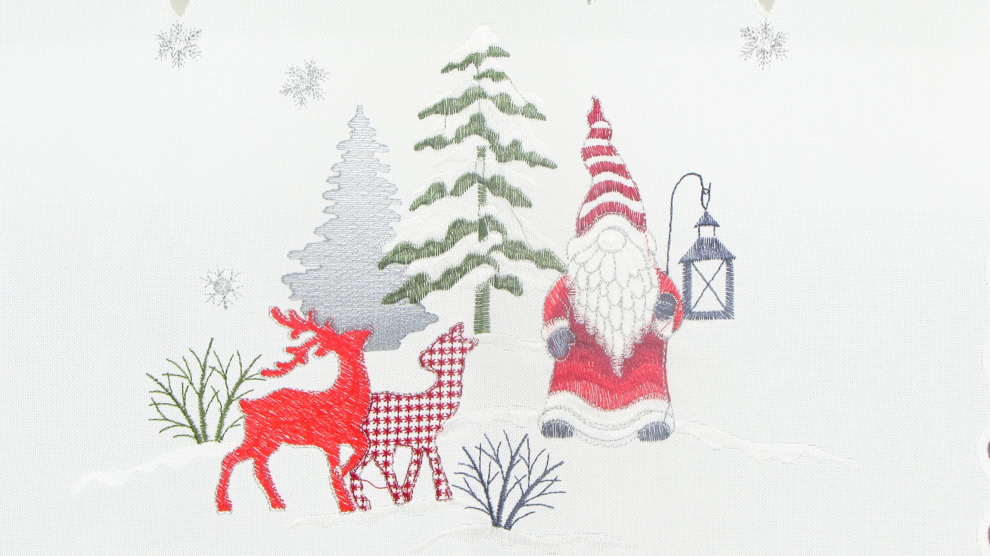 Świąteczny Bieżnik Haftowany – Mikołaj, Renifery i Choinki (3 Kolory)