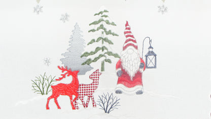 Świąteczny Bieżnik Haftowany – Mikołaj, Renifery i Choinki (3 Kolory)