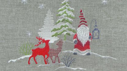 Świąteczny Bieżnik Haftowany – Mikołaj, Renifery i Choinki (3 Kolory)