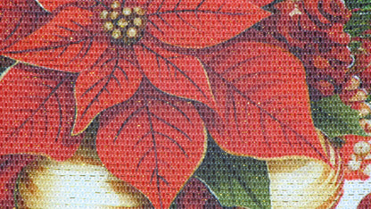 Biały Bieżnik Świąteczny – Poinsecja i Złote Bombki