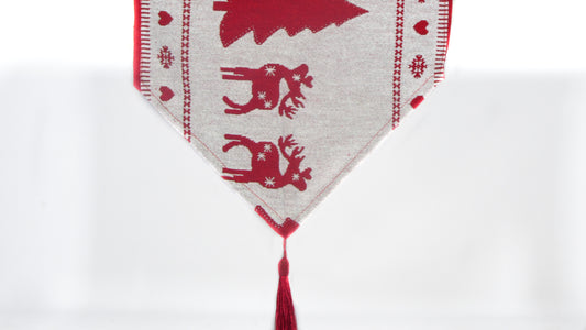 Szary Bieżnik Świąteczny – Czerwone Renifery i Chwost