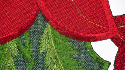 Zielony Bieżnik Świąteczny Ażurowy – Haftowana Poinsecja