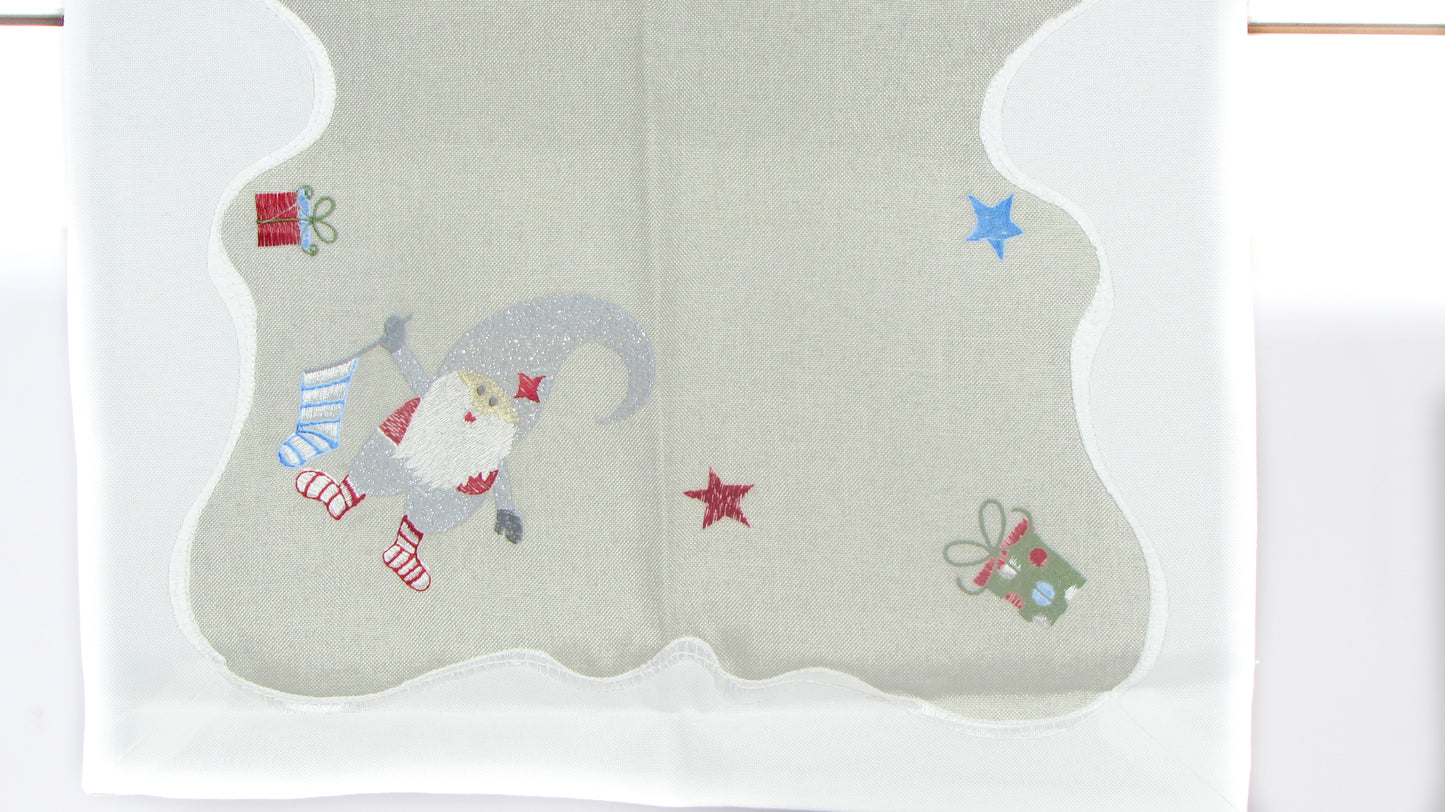 Szary Bieżnik Świąteczny – Wesoły Skrzat i Srebrny Haft