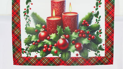 Świąteczny Bieżnik w Kratę – Motyw Świec i Stroika