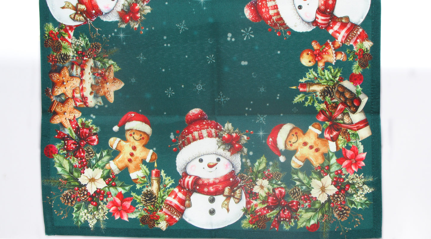 Zielony Bieżnik Świąteczny – Wesoły Bałwan i Pierniki