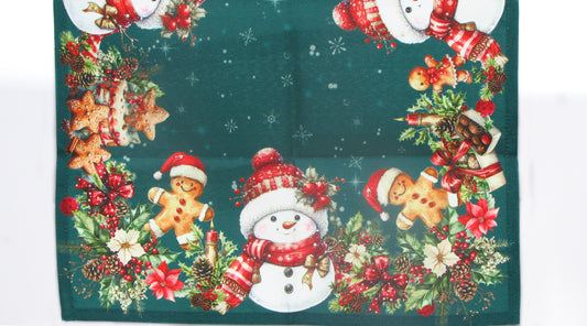 Zielony Bieżnik Świąteczny – Wesoły Bałwan i Pierniki